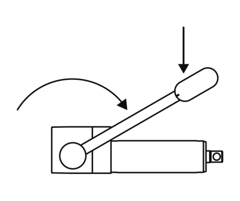 Direzione di azionamento D: Leva della pompa in senso orario Direzione di azionamento D: Leva della pompa in senso orario
