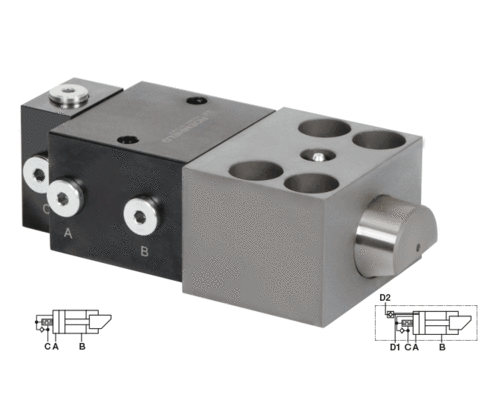 Elemento de sujeción en forma de cuña 2.2407 con control de secuencia por válvula Elemento de sujeción en forma de cuña 2.2407 con control de secuencia por válvula